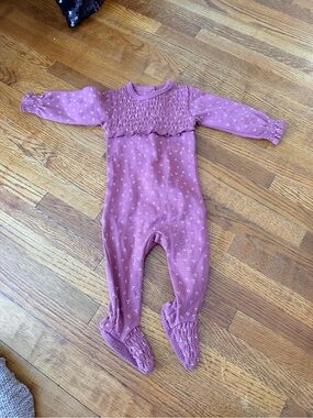 L'ovedbaby Mauve Pink Smocked Footed One-Piece